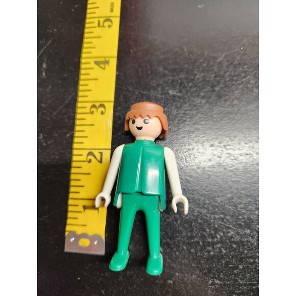 Vintage Playmobil Figure 1974 Green Outfit Brown Hair Collectible Toy Doll - Picture 9 of 9
